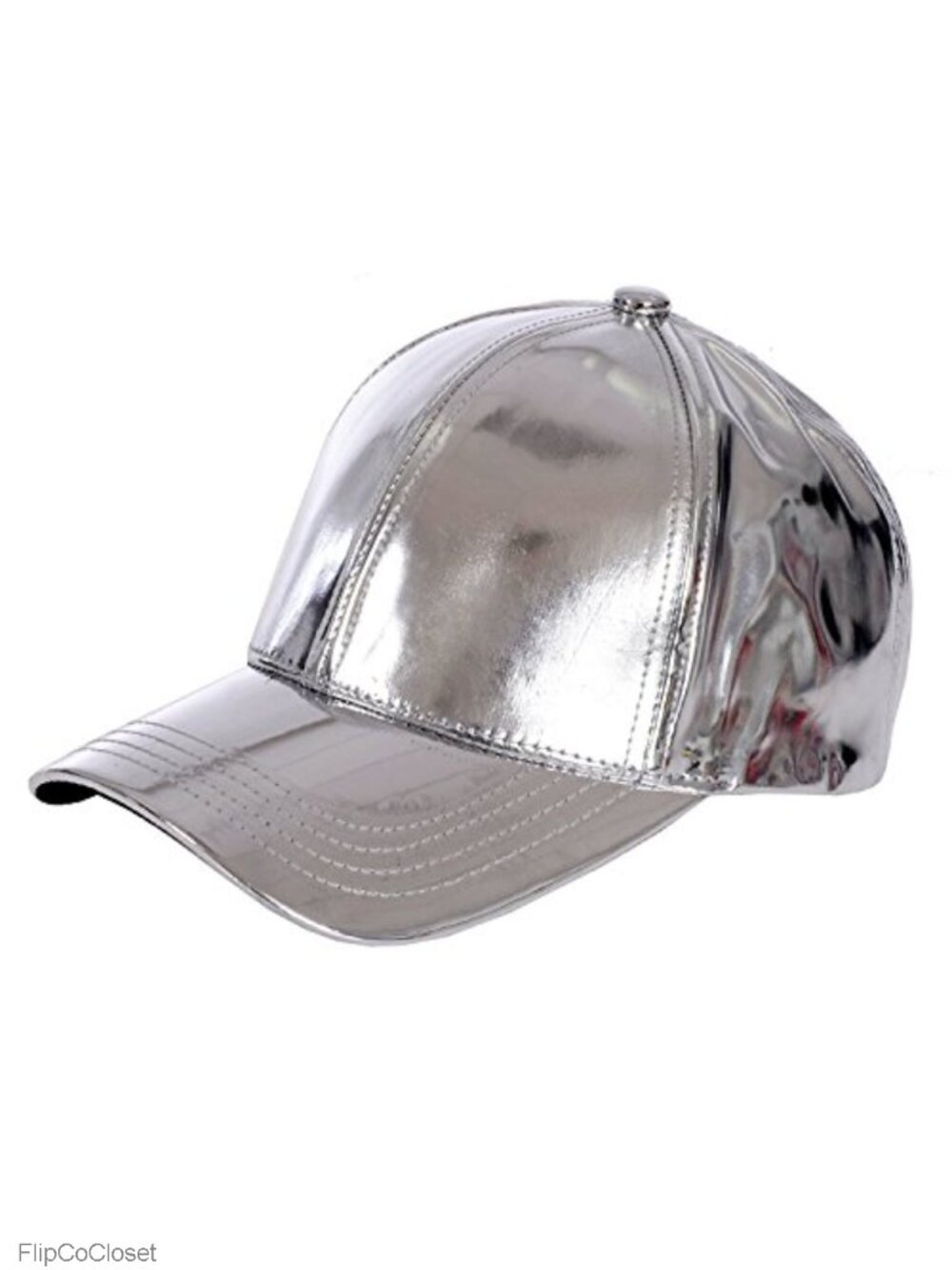 Shiny Faux Leather Baseball Cap Adjustable Strap Unisex